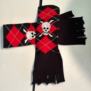 Skull Argyle fingerless gloves. The Alley Chicago